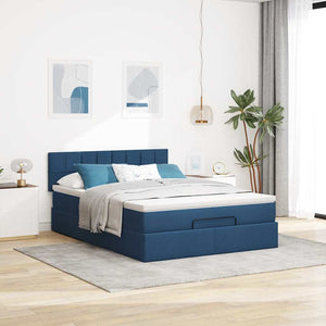 Οθωμανικό κρεβάτι με στρώμα & LEDs Μπλε 140x190cm Ύφασμα - Pakobazaar