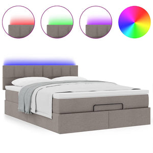 Οθωμανικό κρεβάτι με στρώμα & LEDs Taupe 140x200 cm Ύφασμα