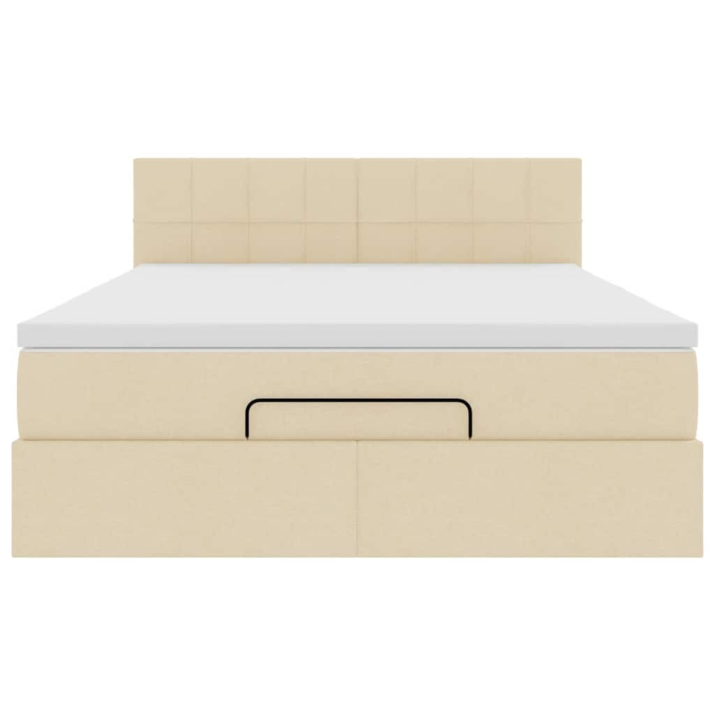 Οθωμανικό κρεβάτι με στρώμα & LEDs Cream 140x200 cm Ύφασμα