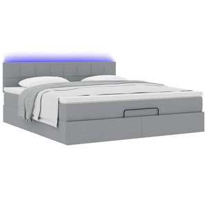 Οθωμανικό κρεβάτι με στρώμα&LEDs Ανοιχτό γκρι 160x200cm Ύφασμα - Pakobazaar