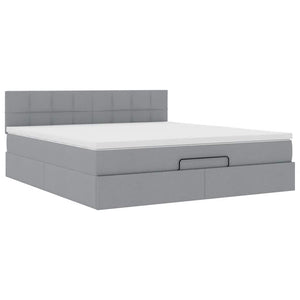 Οθωμανικό κρεβάτι με στρώμα&LEDs Ανοιχτό γκρι 160x200cm Ύφασμα - Pakobazaar