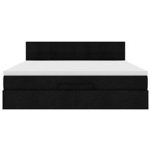 Οθωμανικό κρεβάτι με στρώμα & LEDs Μαύρο ύφασμα 160x200cm - Pakobazaar