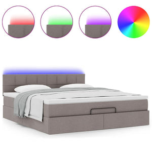 Οθωμανικό κρεβάτι με στρώμα & LEDs Taupe 180x200cm ύφασμα - Pakobazaar