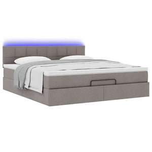 Οθωμανικό κρεβάτι με στρώμα & LEDs Taupe 180x200cm ύφασμα - Pakobazaar