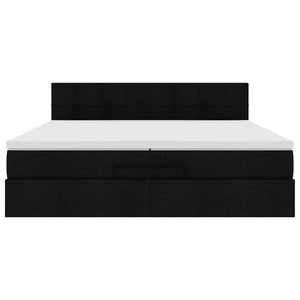 Οθωμανικό κρεβάτι με στρώματα & LEDs Μαύρο 200x200cm ύφασμα - Pakobazaar
