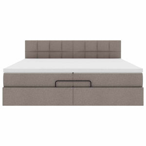 Οθωμανικό κρεβάτι με στρώματα & LEDs Taupe 200x200cm ύφασμα - Pakobazaar