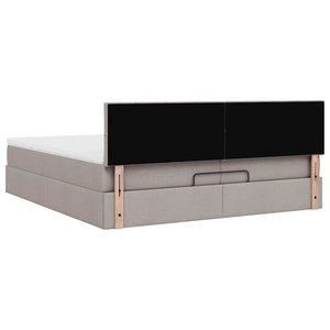 Οθωμανικό κρεβάτι με στρώματα & LEDs Taupe 200x200cm ύφασμα - Pakobazaar