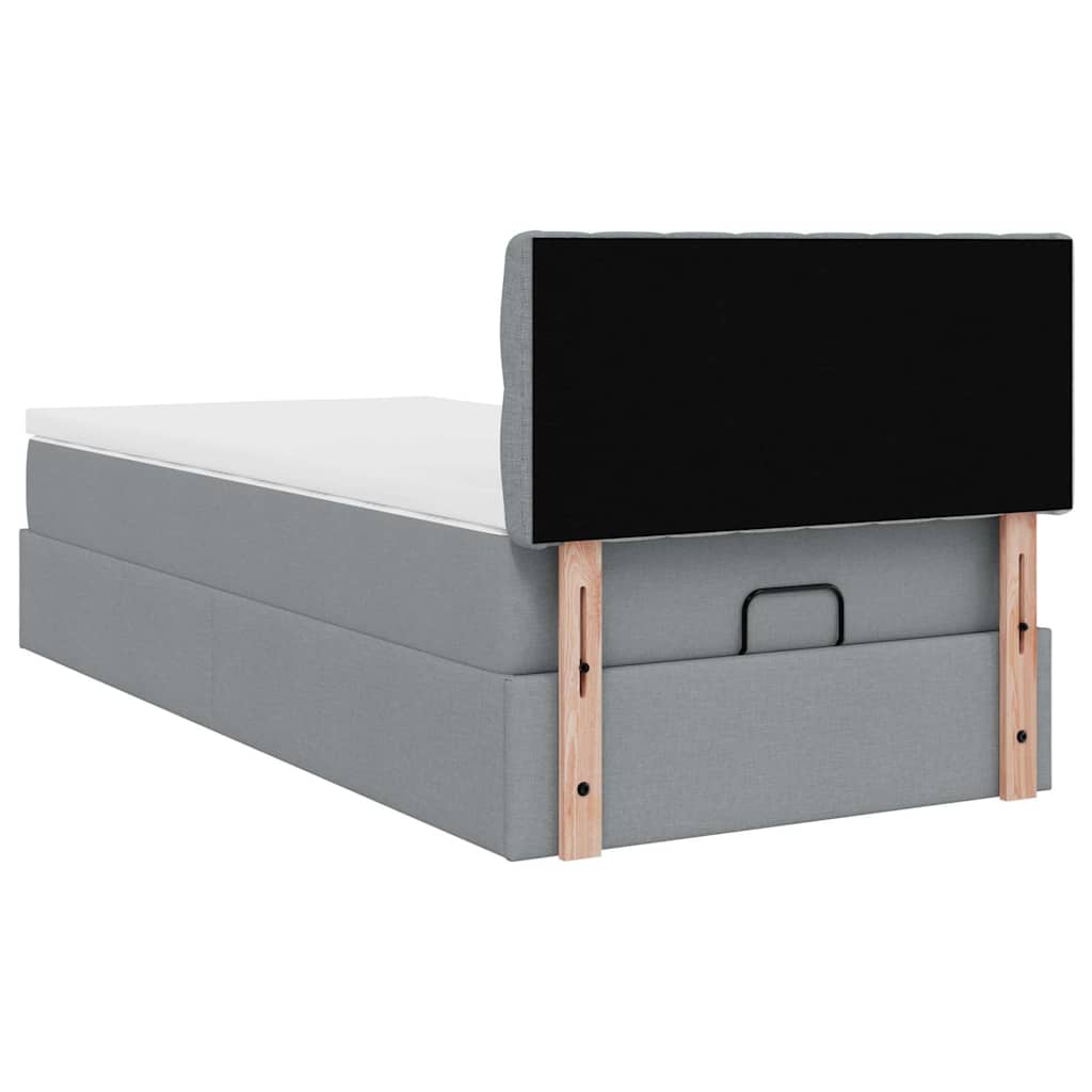 Οθωμανικό κρεβάτι με στρώμα & LEDs Ανοιχτό γκρι 80x200cm ύφασμα - Pakobazaar