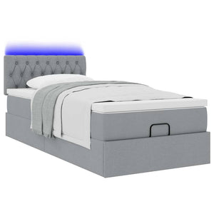 Οθωμανικό κρεβάτι με στρώμα & LEDs Ανοιχτό γκρι 90x190cm ύφασμα - Pakobazaar