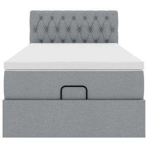 Οθωμανικό κρεβάτι με στρώμα & LEDs Ανοιχτό γκρι 90x190cm ύφασμα - Pakobazaar
