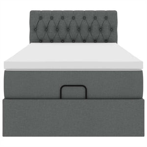 Οθωμανικό κρεβάτι με στρώμα & LEDs Σκούρο γκρι 90x190cm ύφασμα - Pakobazaar