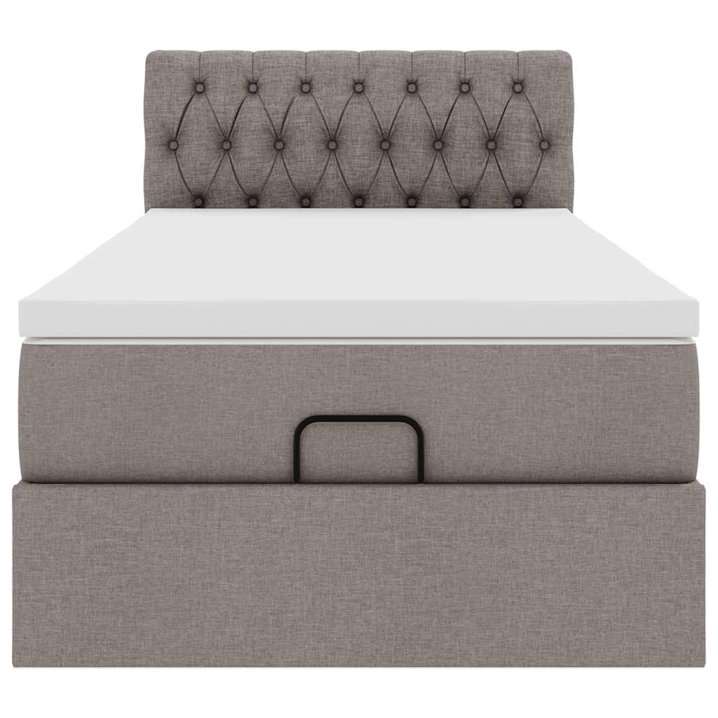 Οθωμανικό κρεβάτι με στρώμα & LEDs Taupe 100x200 cm Ύφασμα