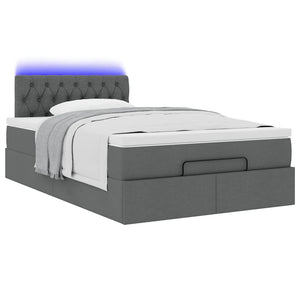 Οθωμανικό κρεβάτι με στρώμα & LEDs Σκούρο γκρι 120x190cm Ύφασμα - Pakobazaar