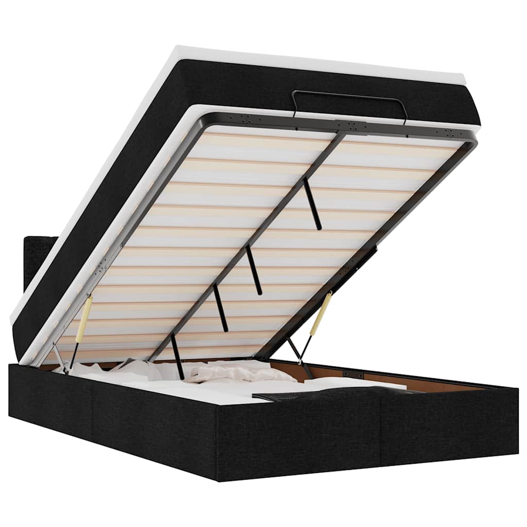 Οθωμανικό κρεβάτι με στρώμα & LEDs Μαύρο 120x190 cm Ύφασμα - Pakobazaar