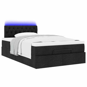 Οθωμανικό κρεβάτι με στρώμα & LEDs Μαύρο 120x190 cm Ύφασμα - Pakobazaar