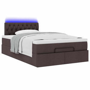 Οθωμανικό κρεβάτι με στρώμα & LEDs Σκούρο καφέ 120x190cm ύφασμα - Pakobazaar