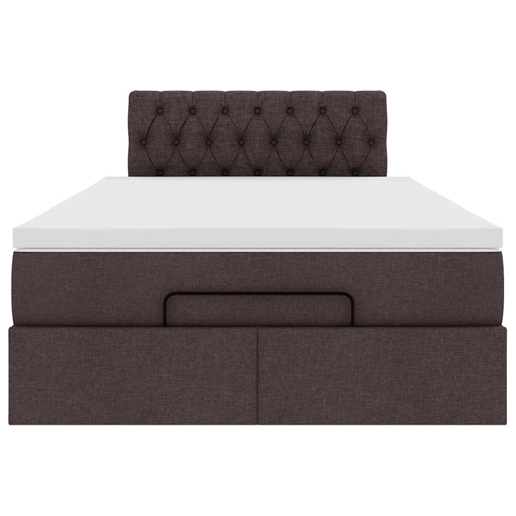 Οθωμανικό κρεβάτι με στρώμα & LEDs Σκούρο καφέ 120x190cm ύφασμα - Pakobazaar