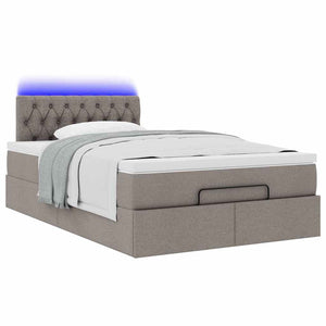 Οθωμανικό κρεβάτι με στρώμα & LEDs Taupe 120x190cm ύφασμα