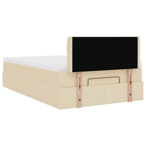 Οθωμανικό κρεβάτι με στρώμα & LEDs Cream 120x190cm ύφασμα
