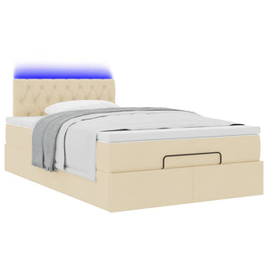 Οθωμανικό κρεβάτι με στρώμα & LEDs Cream 120x190cm ύφασμα