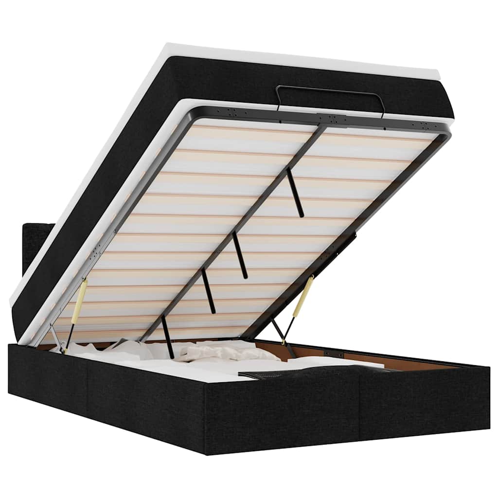 Οθωμανικό κρεβάτι με στρώμα & LEDs Μαύρο 120x200 cm Ύφασμα - Pakobazaar