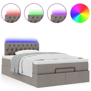 Οθωμανικό κρεβάτι με στρώμα & LEDs Taupe 120x200cm ύφασμα - Pakobazaar