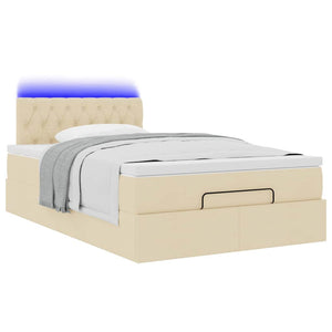 Οθωμανικό κρεβάτι με στρώμα & LEDs Cream 120x200cm ύφασμα - Pakobazaar