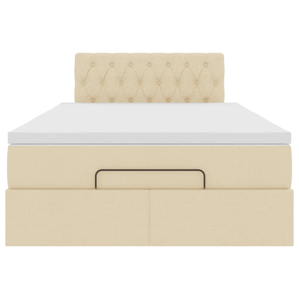 Οθωμανικό κρεβάτι με στρώμα & LEDs Cream 120x200cm ύφασμα - Pakobazaar