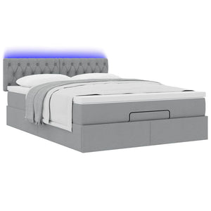 Οθωμανικό κρεβάτι με στρώμα&LEDs Ανοιχτό γκρι 140x190cm Ύφασμα - Pakobazaar