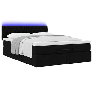 Οθωμανικό κρεβάτι με στρώμα & LEDs Μαύρο 140x190 cm Ύφασμα - Pakobazaar