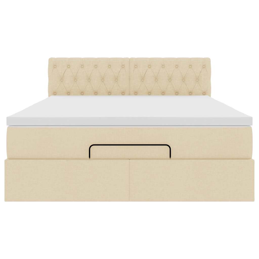 Οθωμανικό κρεβάτι με στρώμα & LEDs Cream 140x190cm Ύφασμα - Pakobazaar