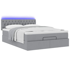 Οθωμανικό κρεβάτι με στρώμα & LEDs Ανοιχτό γκρι ύφασμα - Pakobazaar