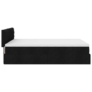 Οθωμανικό κρεβάτι με στρώμα & LEDs Μαύρο 140x200 cm Ύφασμα