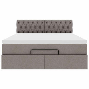 Οθωμανικό κρεβάτι με στρώμα & LEDs Taupe 140x200 cm Ύφασμα - Pakobazaar