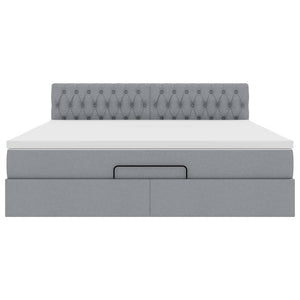 Οθωμανικό κρεβάτι με στρώμα&LEDs Ανοιχτό γκρι 160x200cm Ύφασμα - Pakobazaar