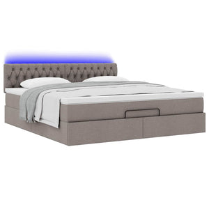 Οθωμανικό κρεβάτι με στρώμα & LEDs Taupe 160x200cm ύφασμα