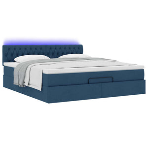 Οθωμανικό κρεβάτι με στρώμα & LEDs Μπλε 160x200cm ύφασμα - Pakobazaar