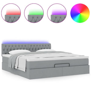 Οθωμανικό κρεβάτι με στρώμα&LEDs Ανοιχτό γκρι 180x200cm ύφασμα - Pakobazaar