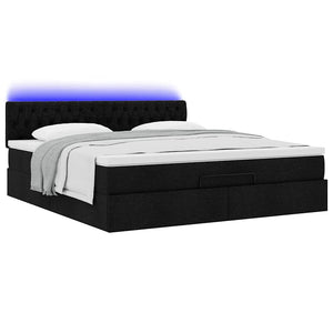 Οθωμανικό κρεβάτι με στρώμα & LEDs Μαύρο ύφασμα 180x200cm - Pakobazaar
