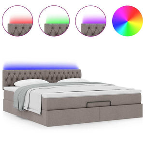 Οθωμανικό κρεβάτι με στρώμα & LEDs Taupe 180x200cm ύφασμα