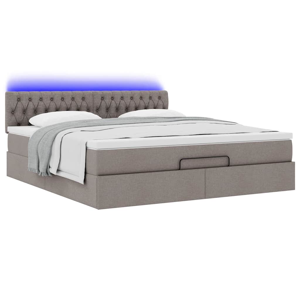 Οθωμανικό κρεβάτι με στρώμα & LEDs Taupe 180x200cm ύφασμα