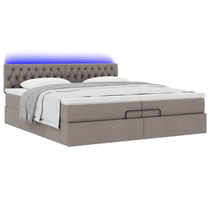 Οθωμανικό κρεβάτι με στρώματα & LEDs Taupe 200x200cm ύφασμα - Pakobazaar