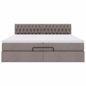 Οθωμανικό κρεβάτι με στρώματα & LEDs Taupe 200x200cm ύφασμα - Pakobazaar