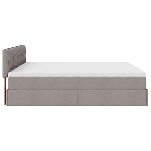 Οθωμανικό κρεβάτι με στρώματα & LEDs Taupe 200x200cm ύφασμα - Pakobazaar