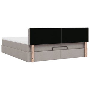 Οθωμανικό κρεβάτι με στρώματα & LEDs Taupe 200x200cm ύφασμα - Pakobazaar