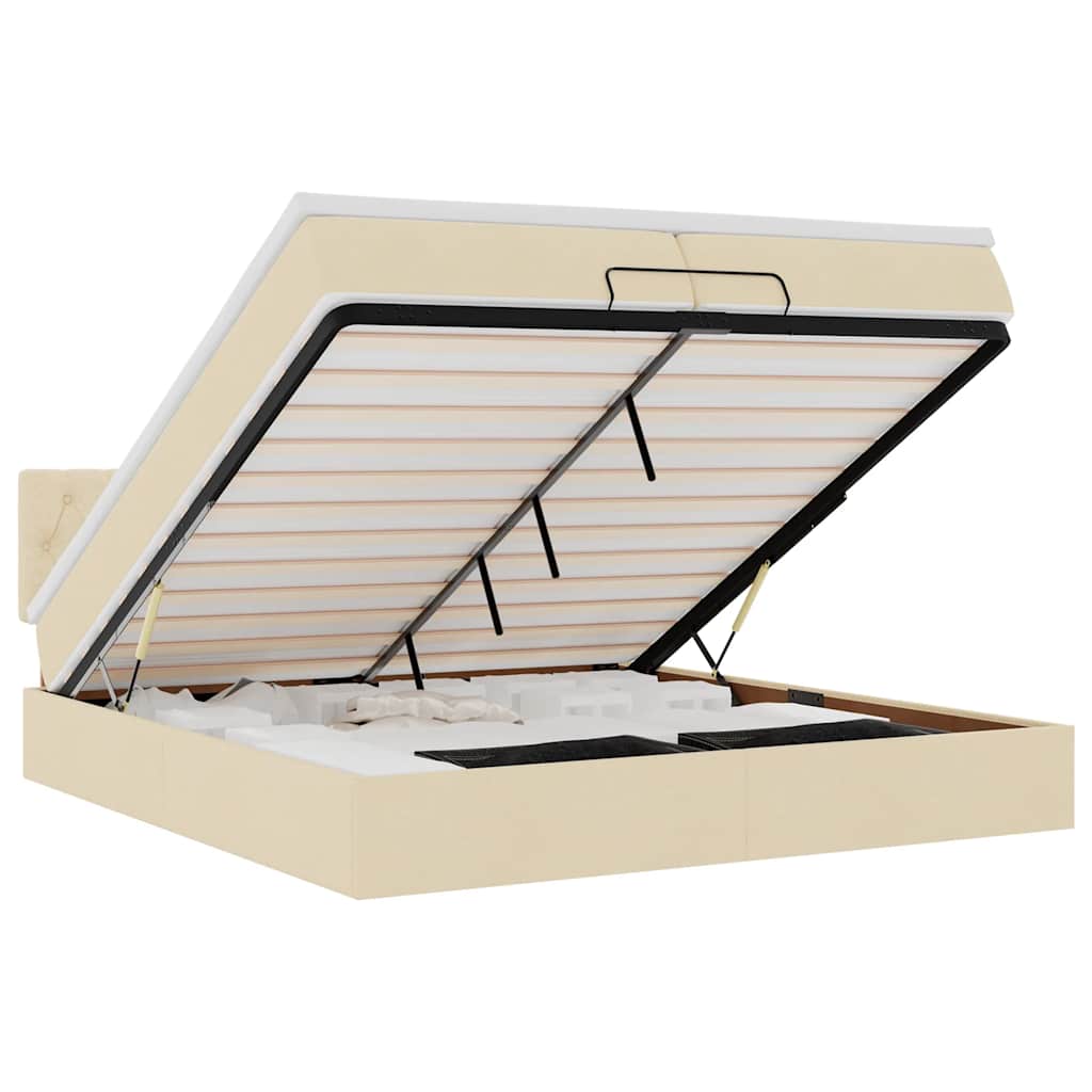 Οθωμανικό κρεβάτι με στρώματα & LEDs Κρέμα 200x200cm ύφασμα - Pakobazaar