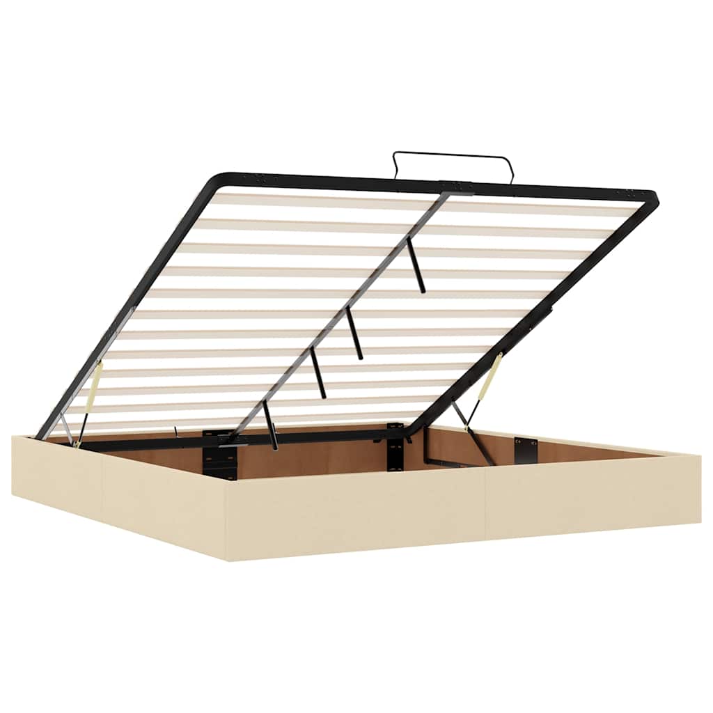 Οθωμανικό κρεβάτι με στρώματα & LEDs Κρέμα 200x200cm ύφασμα - Pakobazaar