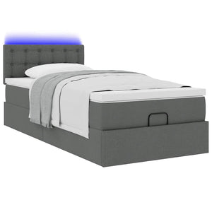 Οθωμανικό κρεβάτι με στρώμα & LEDs Σκούρο γκρι 80x200cm ύφασμα - Pakobazaar