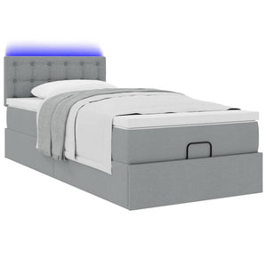 Οθωμανικό κρεβάτι με στρώμα & LEDs Ανοιχτό γκρι 90x190cm ύφασμα - Pakobazaar