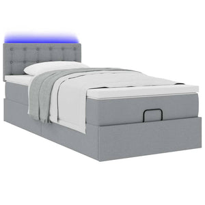 Οθωμανικό κρεβάτι με στρώμα & LEDs Ανοιχτό γκρι 90x200cm Ύφασμα - Pakobazaar